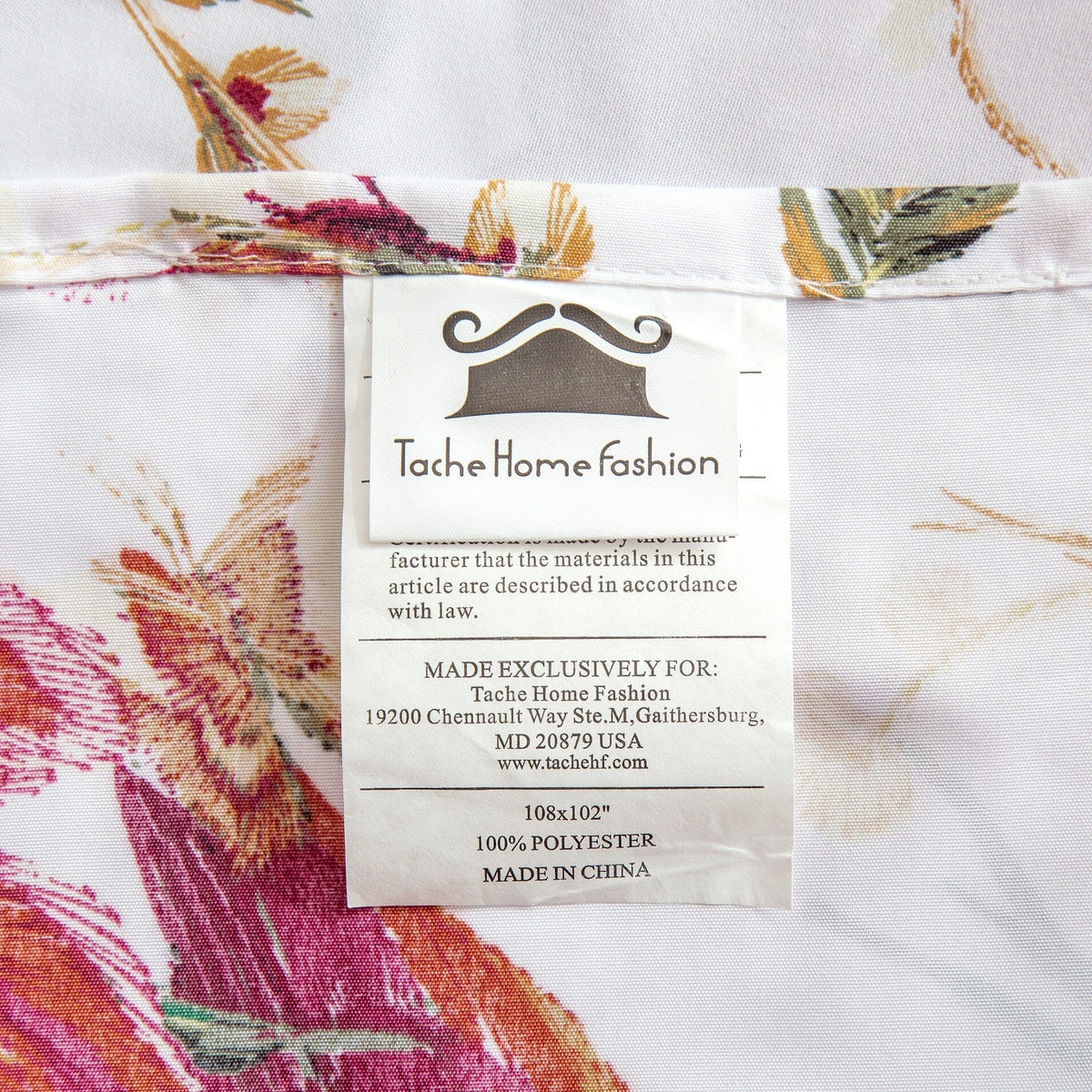 Tache Floral Hummingbirds Burgundy White Vintage Rose Garden Bed Sheet Set (SD-7676)