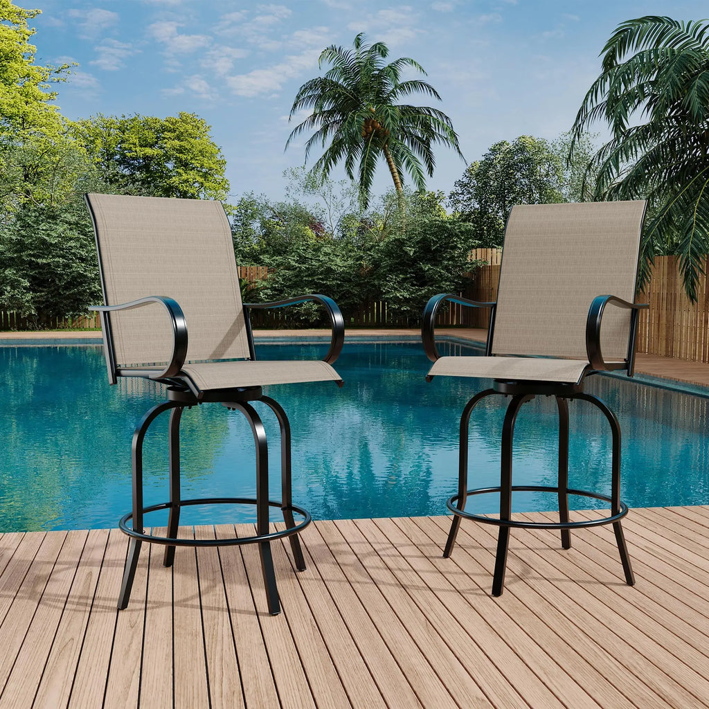 Set Of 2 All-Weather Swivel Bar Stools