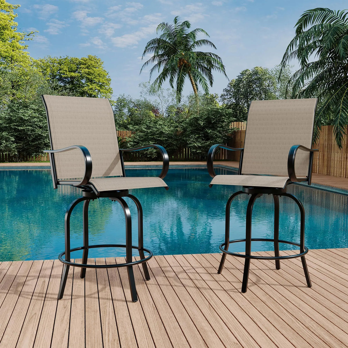 Set Of 2 All-Weather Swivel Bar Stools