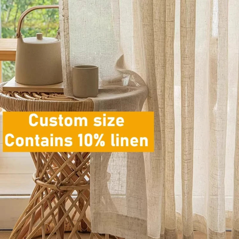 White Sheer Linen Look Curtains