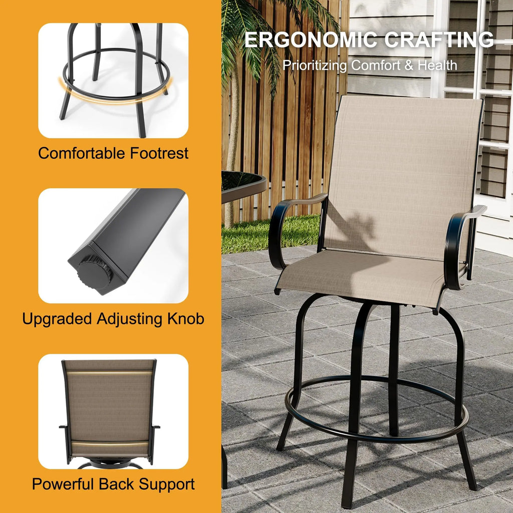 Set Of 2 All-Weather Swivel Bar Stools