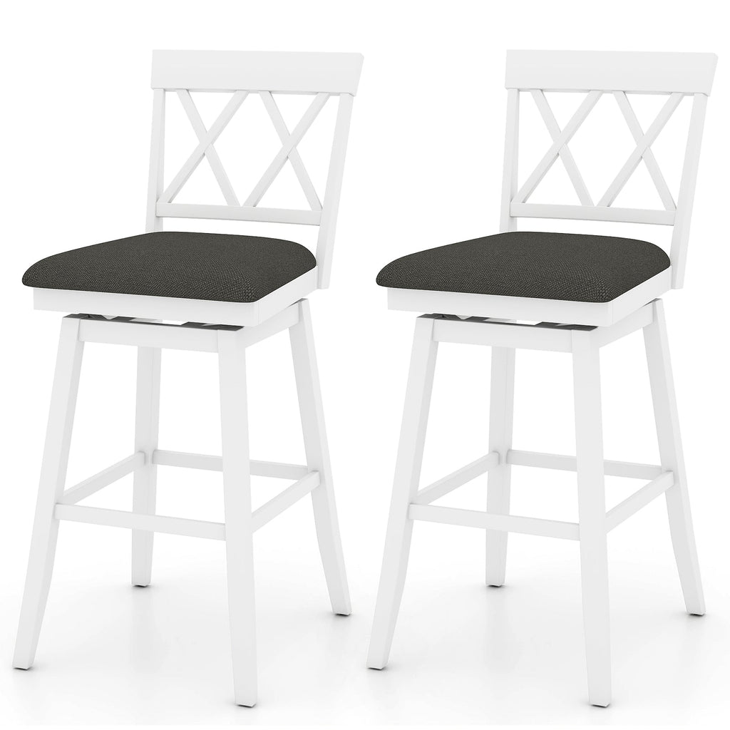 Set of 2 Swivel Bar Stools Counter Height Barstools with Backrest Upholstered Seat