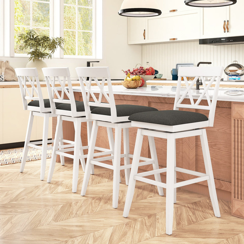 Set of 2 Swivel Bar Stools Counter Height Barstools with Backrest Upholstered Seat