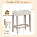 Set of 2 Upholstered Counter Height Bar Stool with Curved Saddle-Seat