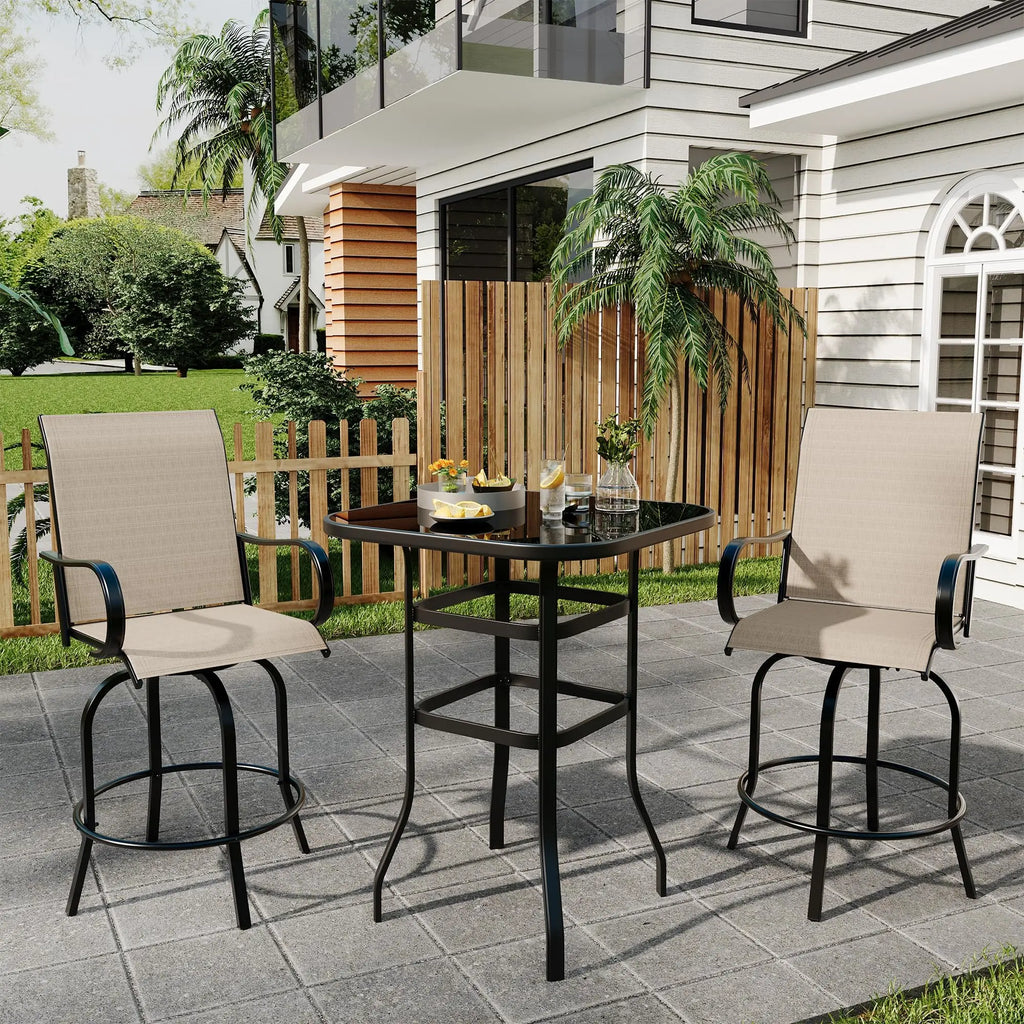 Set Of 2 All-Weather Swivel Bar Stools