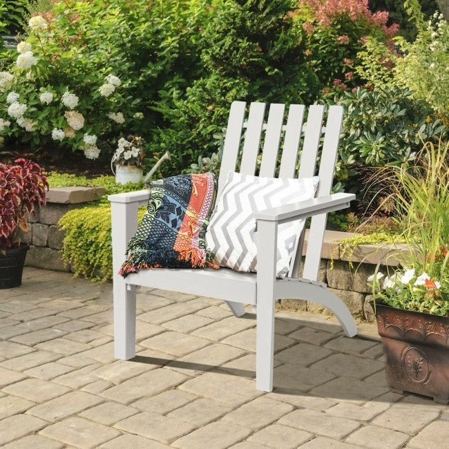 White Acacia Wood Adirondack Lounge Chair