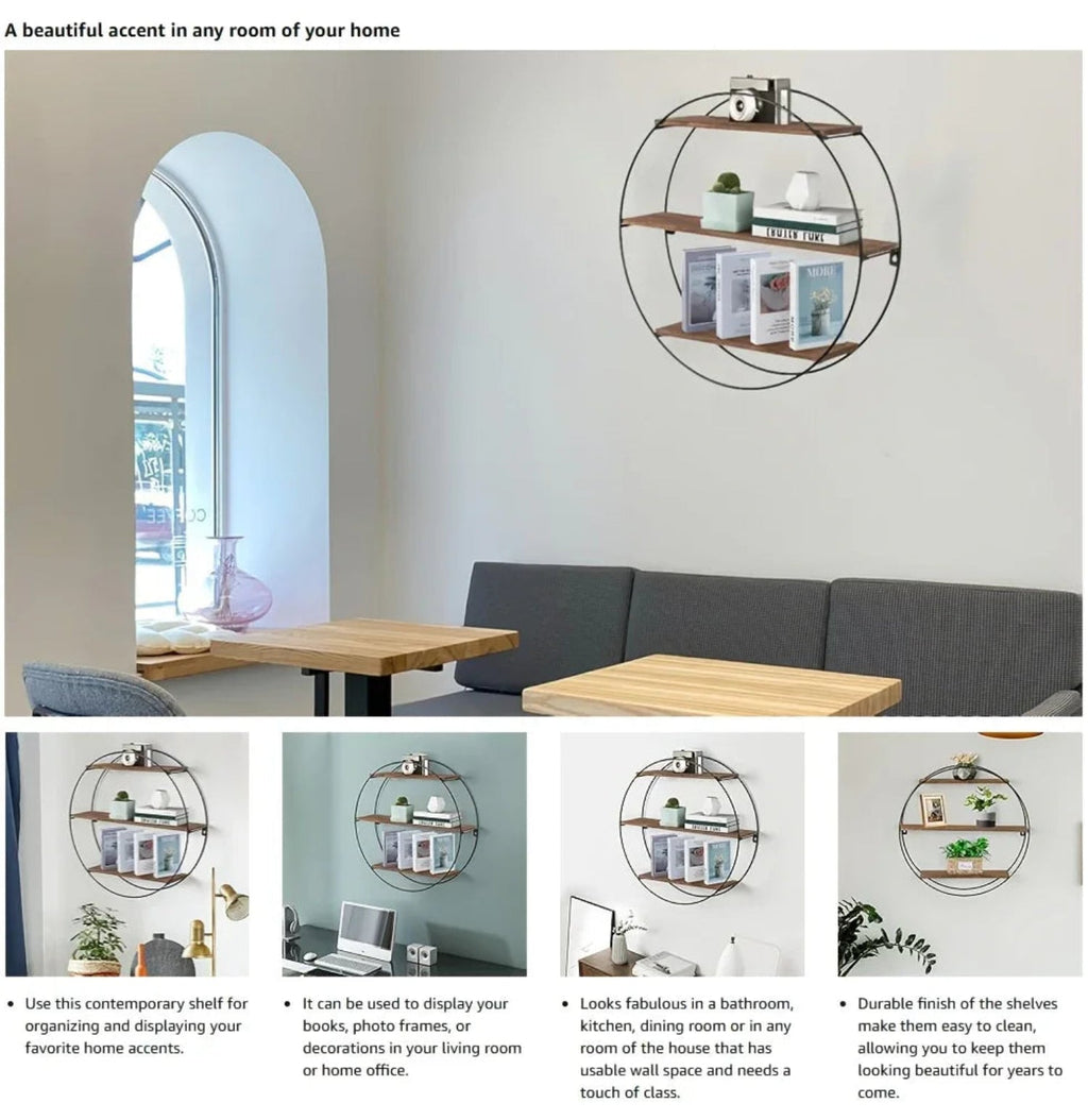 3-Tier Floating Wood Wall Shelf
