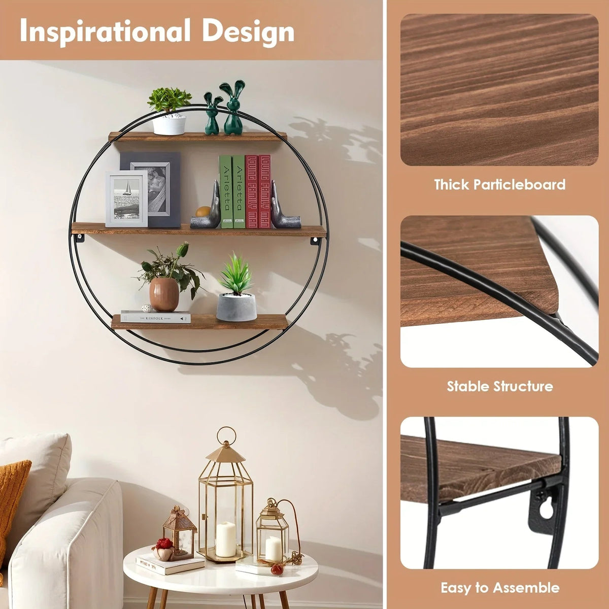 3-Tier Floating Wood Wall Shelf