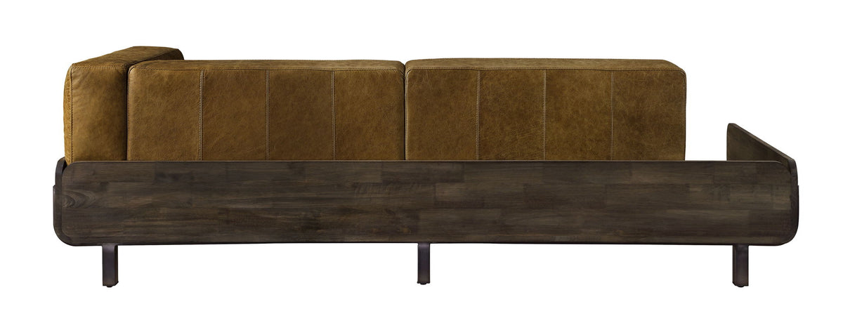 Blanca Chestnut Top-Grain Leather & Rustic Oak Sofa