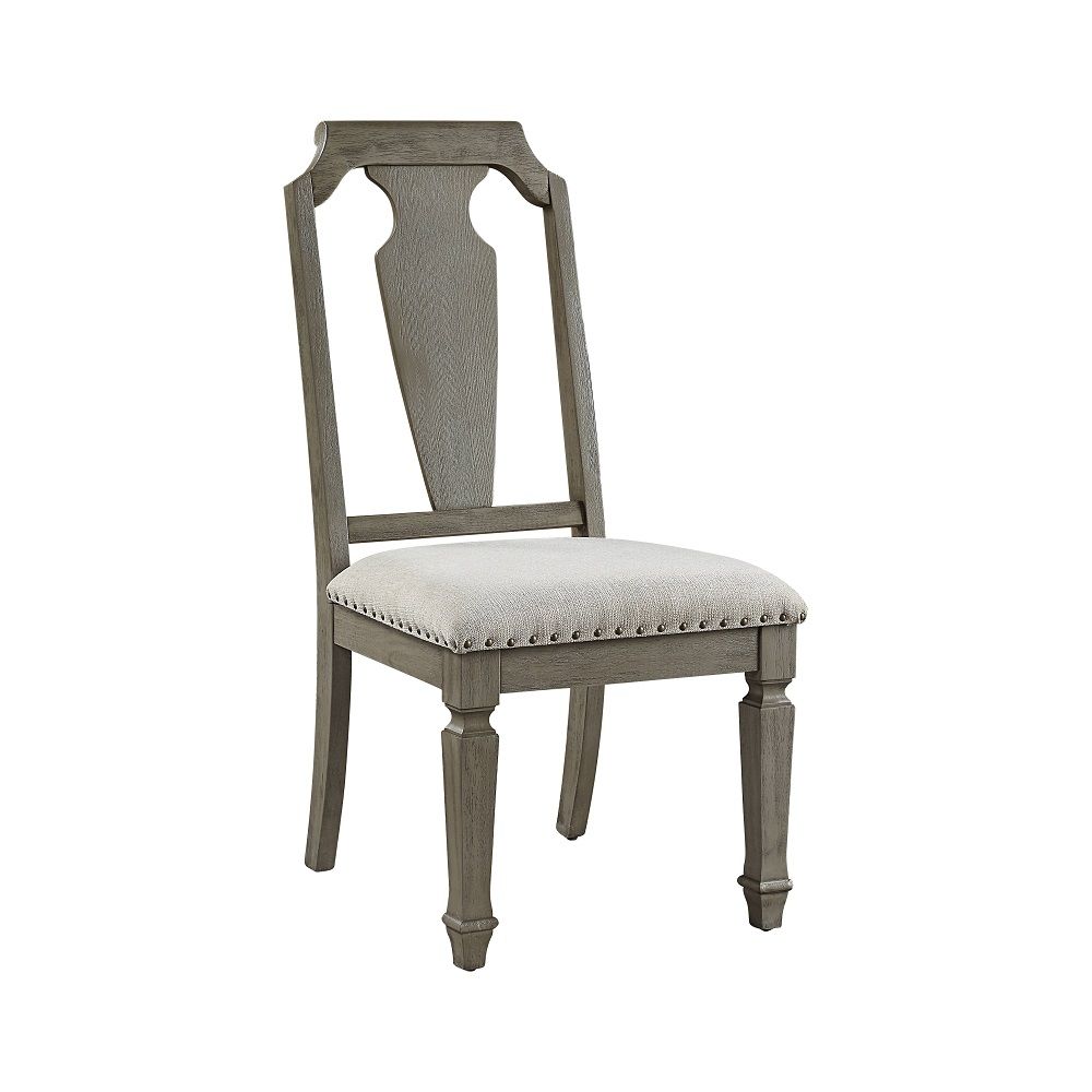 Zumala Beige Linen & Weathered Oak Side Chairs, Set of 2