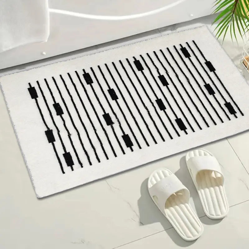 Black & White Striped Bath Mat