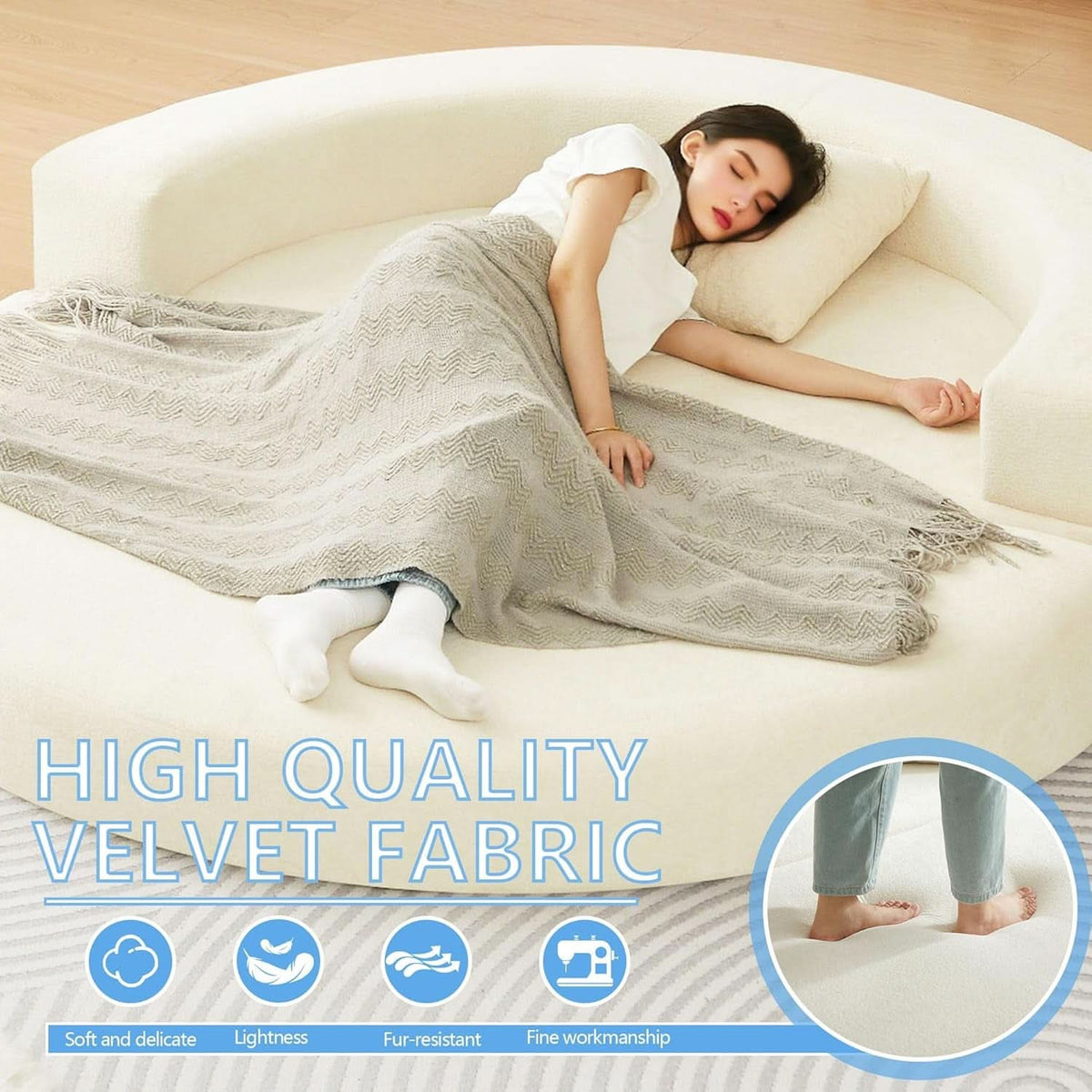 71-Inch Beige Convertible Sleeper Sofa