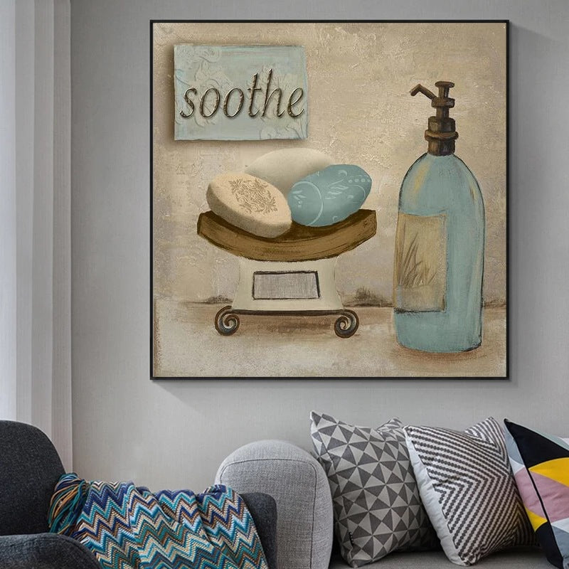 Retro Bathroom Canvas Wall Mural