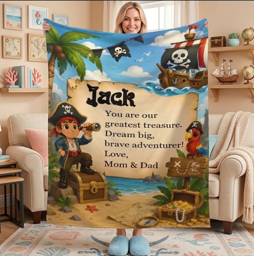 Personalized Pirate Blanket with Name & Message
