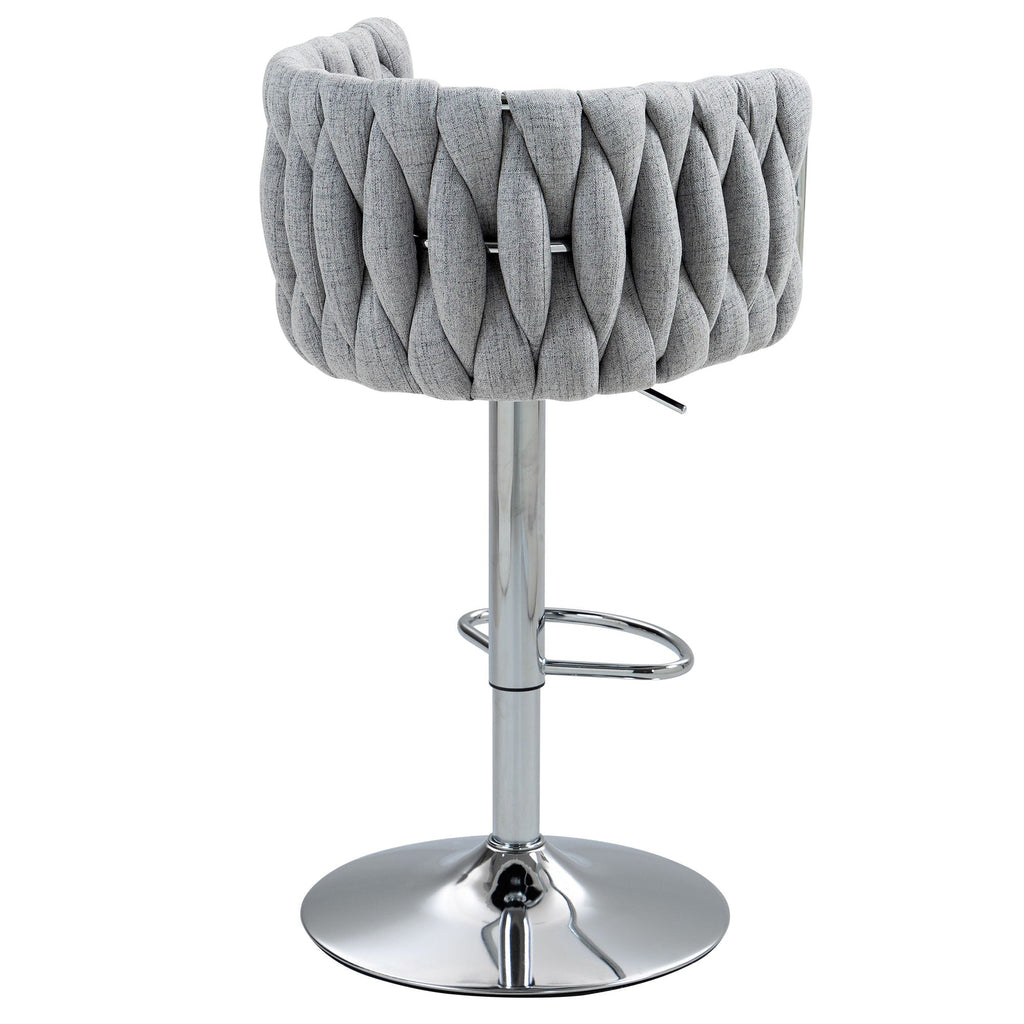 360 Degree Swivel Bar Stools Adjustable Counter Height Bar Chairs With Woven Back &