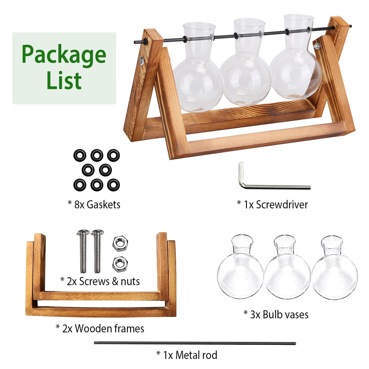Desktop Glass Propagation Planter with Wooden Stand