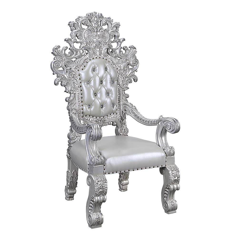 Valkyrie - Arm Chair (Set of 2) - Synthetic Leather & Antique Platinum