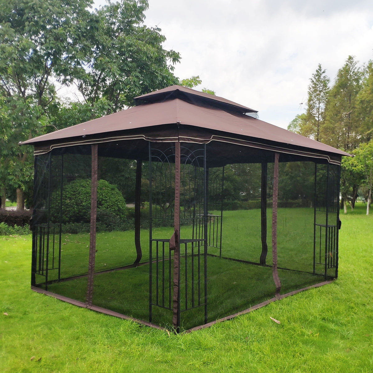 13 0 Outdoor Patio Gazebo Canopy Tent With Ventilated Double Roof And Mosquito Net