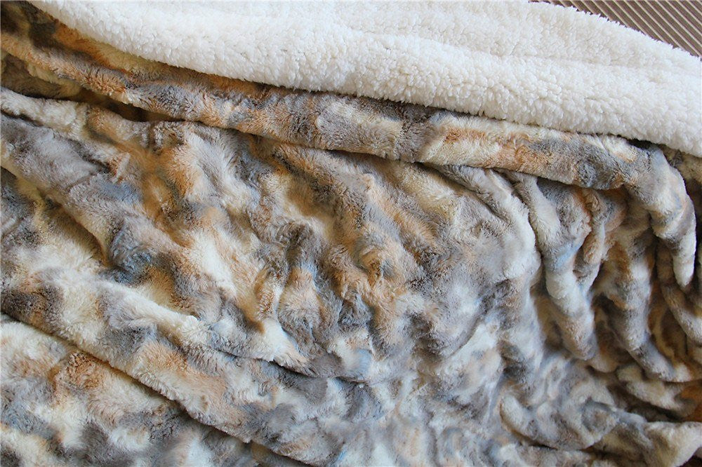 Russian Lynx Faux Fur Throw Blanket