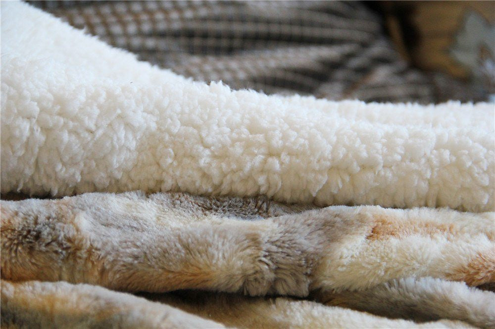 Russian Lynx Faux Fur Throw Blanket