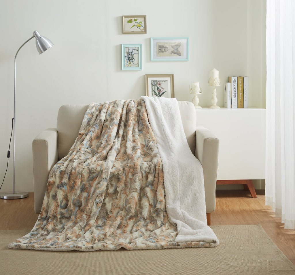 Russian Lynx Faux Fur Throw Blanket