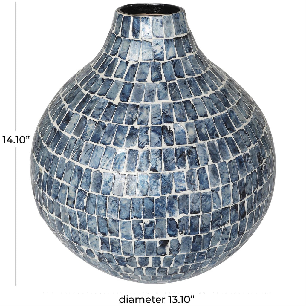 Blue Mother-of-Pearl Mosaic Vase