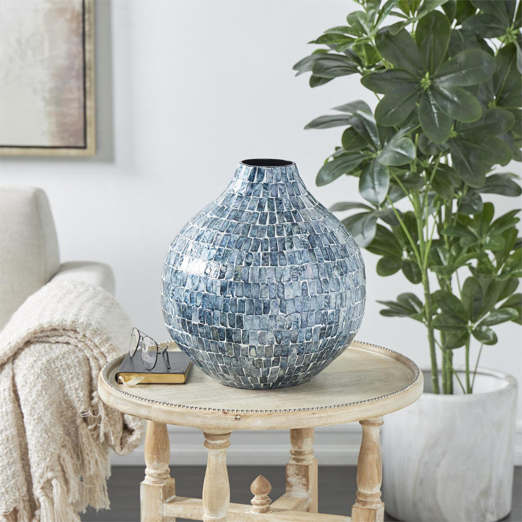 Blue Mother-of-Pearl Mosaic Vase