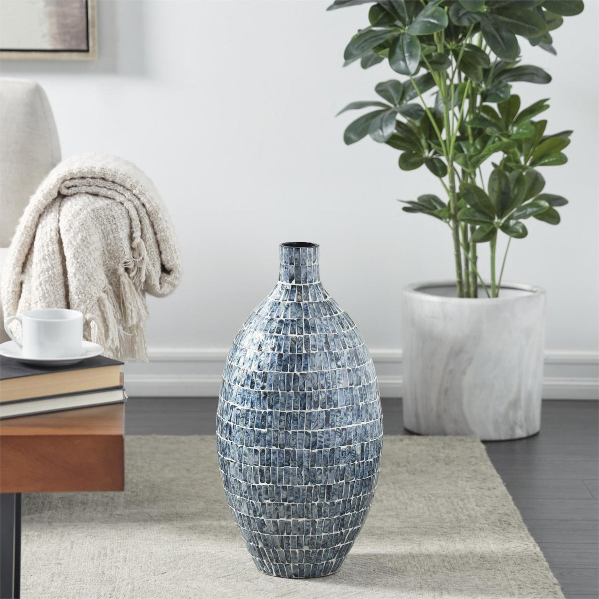 Blue Mother-of-Pearl Mosaic Vase