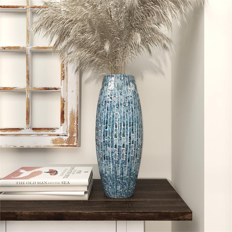Blue Mother-of-Pearl Mosaic Vase