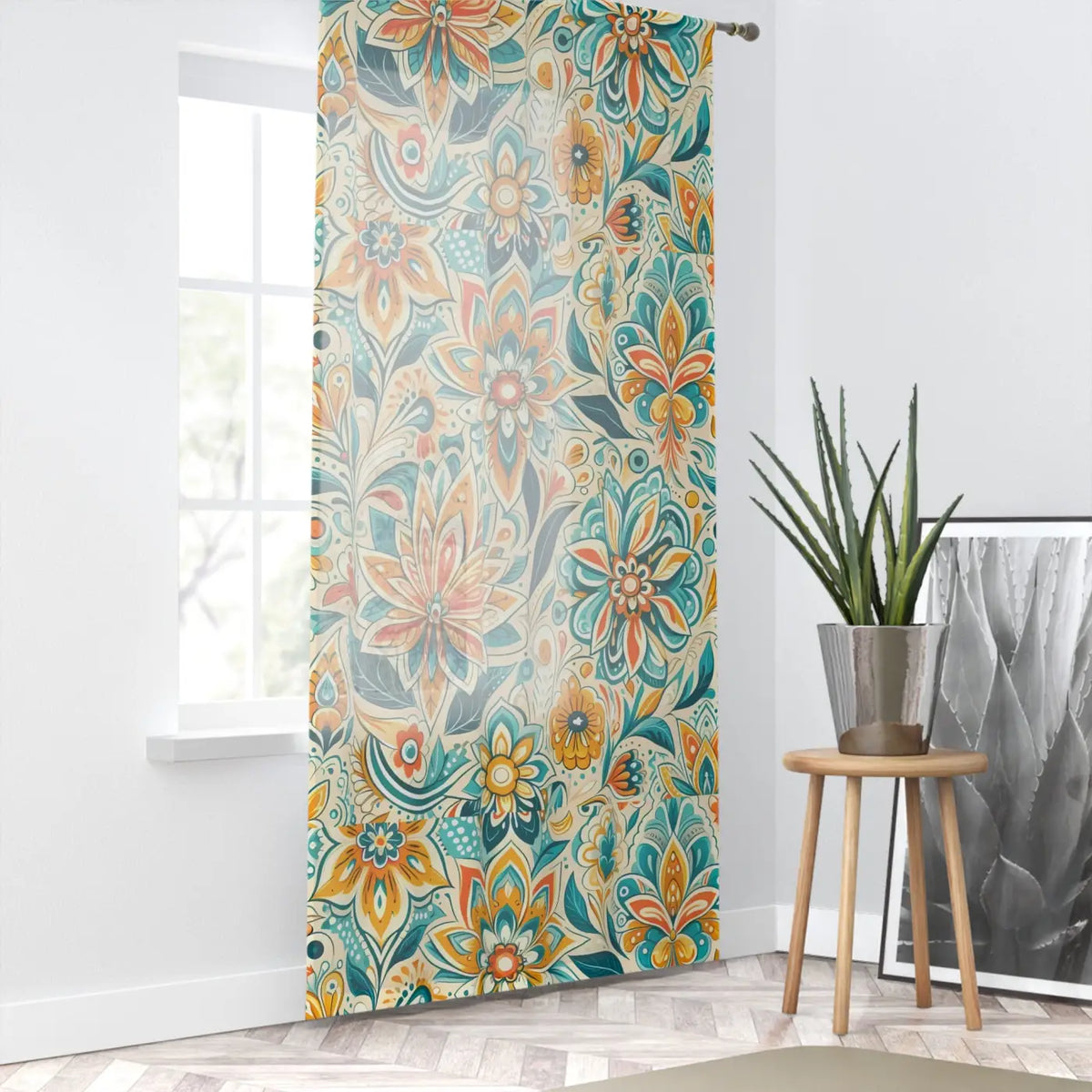 Floral Polyester Window Curtain