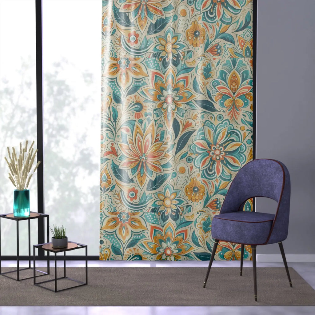 Floral Polyester Window Curtain