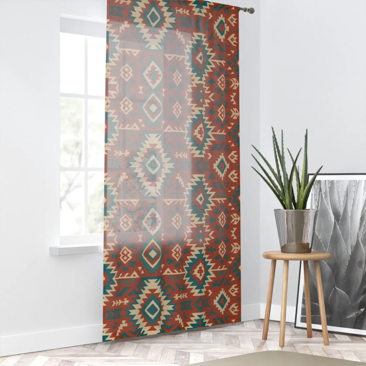 Tribal Print Sheer Curtain Panel