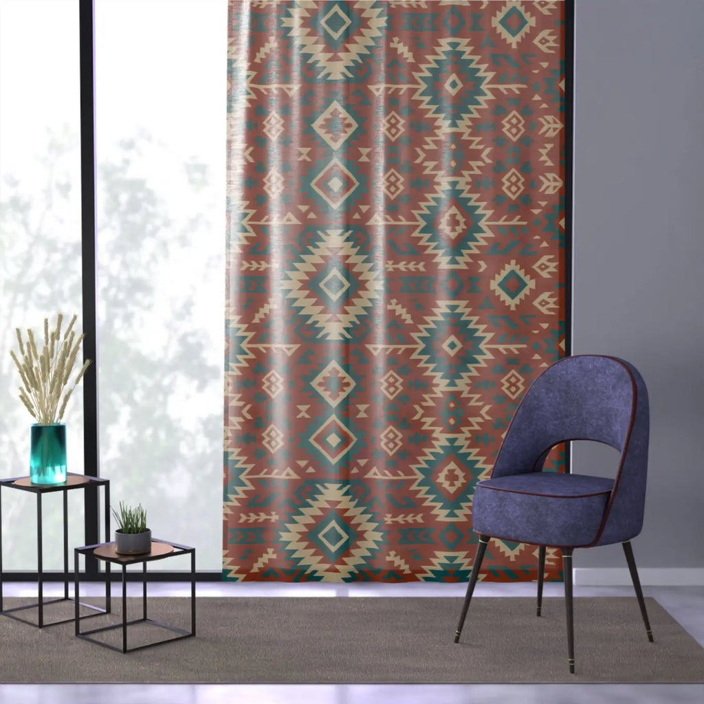 Tribal Print Sheer Curtain Panel