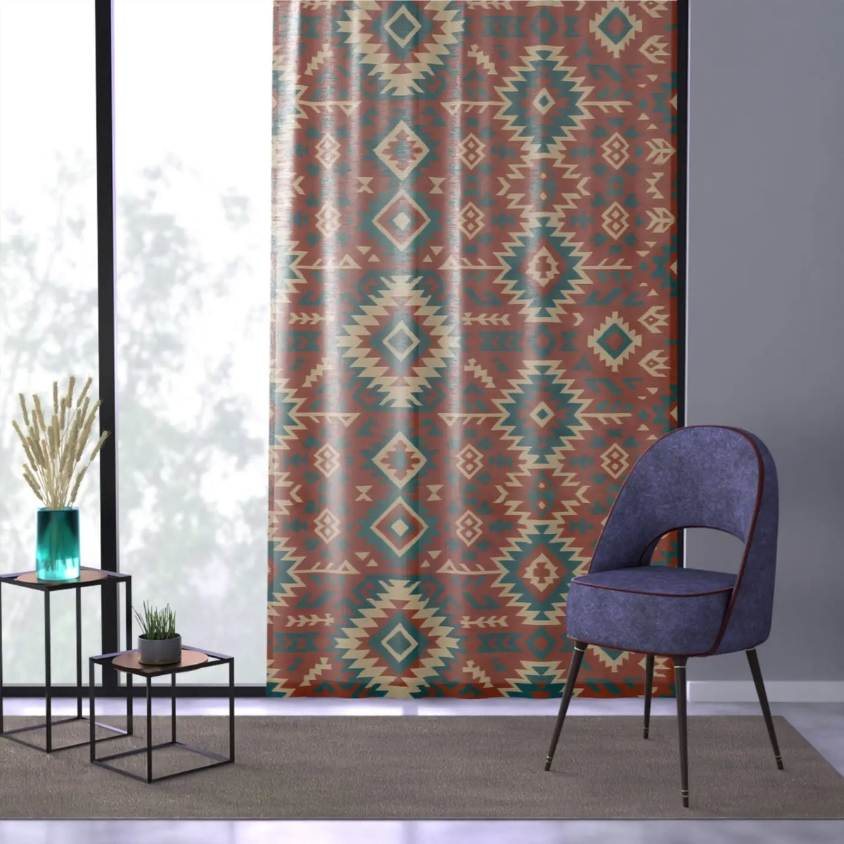 Tribal Print Sheer Curtain Panel