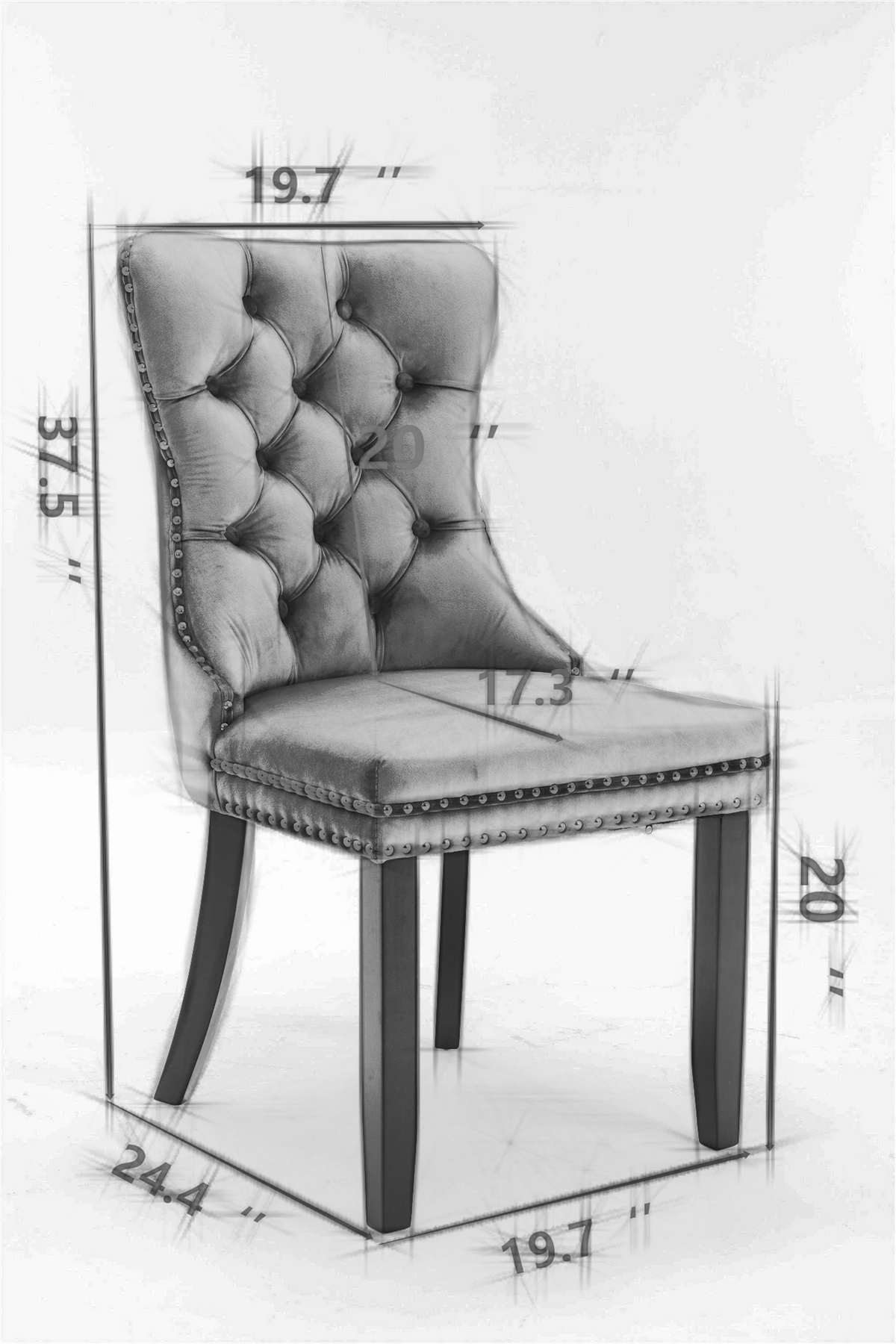 A&A Furniture Nikki Collection Modern Velvet Upholstered Dining Chairs - Set of 2