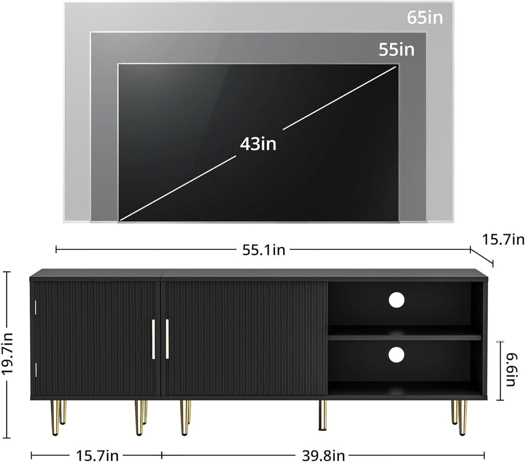 Black 65-Inch TV Stand & Entertainment Center