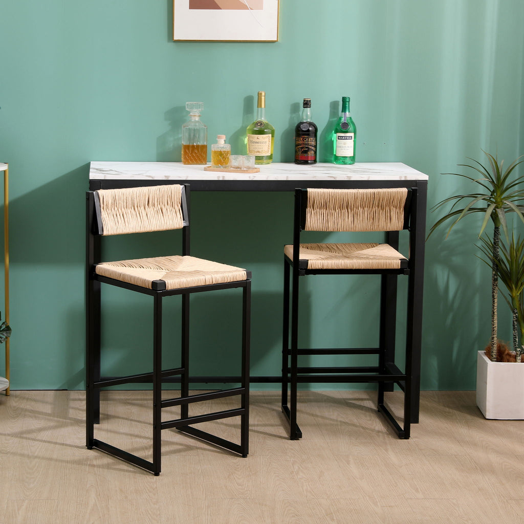 Bar Stools Paper Rope Weave Dining Chairs With Back Hand Weave Stools For Kichen
