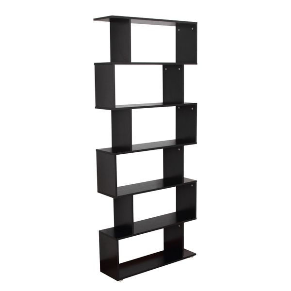 Six-Shelf S-Shaped Bookcase