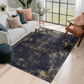 Naar Maval Collection Black/Gold Abstract Washable Area Rug