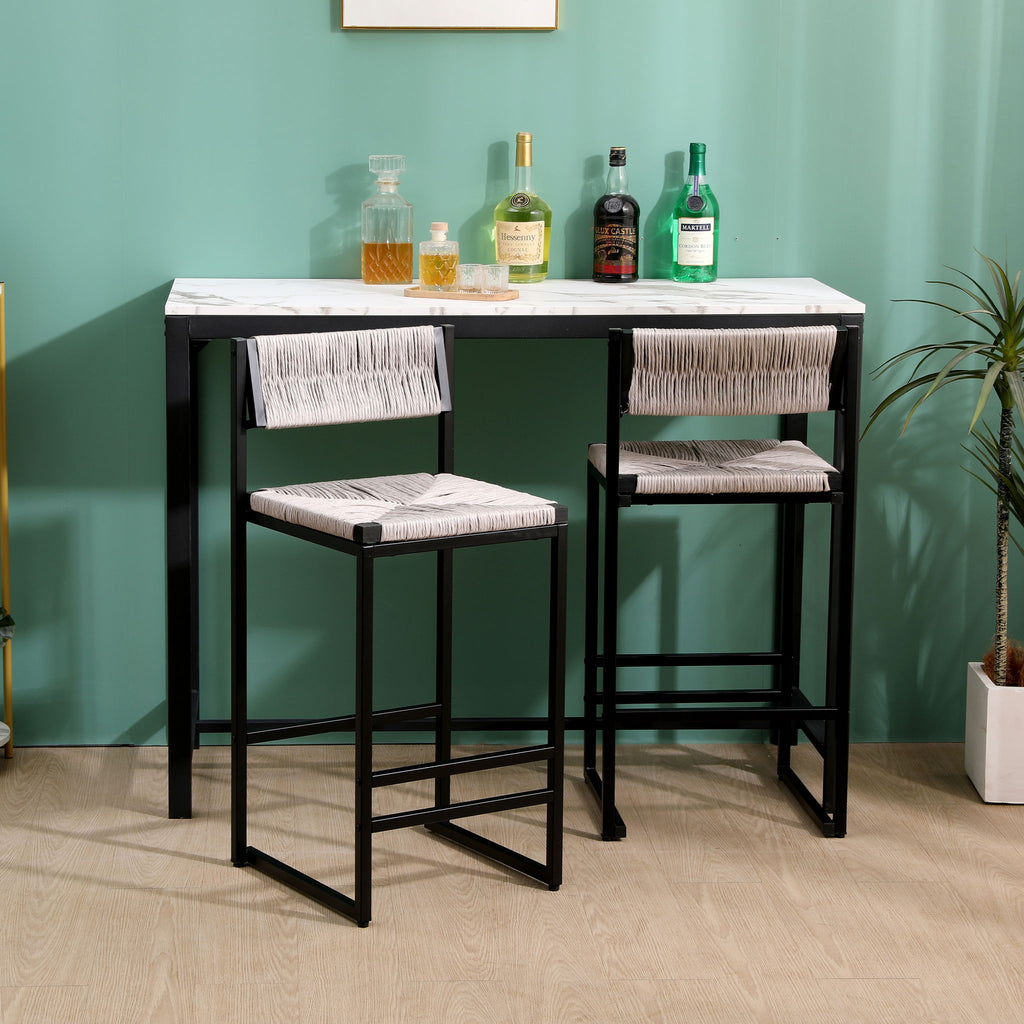 Bar Stools Paper Rope Weave Dining Chairs With Back Hand Weave Stools For Kichen