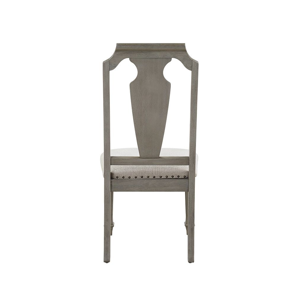 Zumala Beige Linen & Weathered Oak Side Chairs, Set of 2