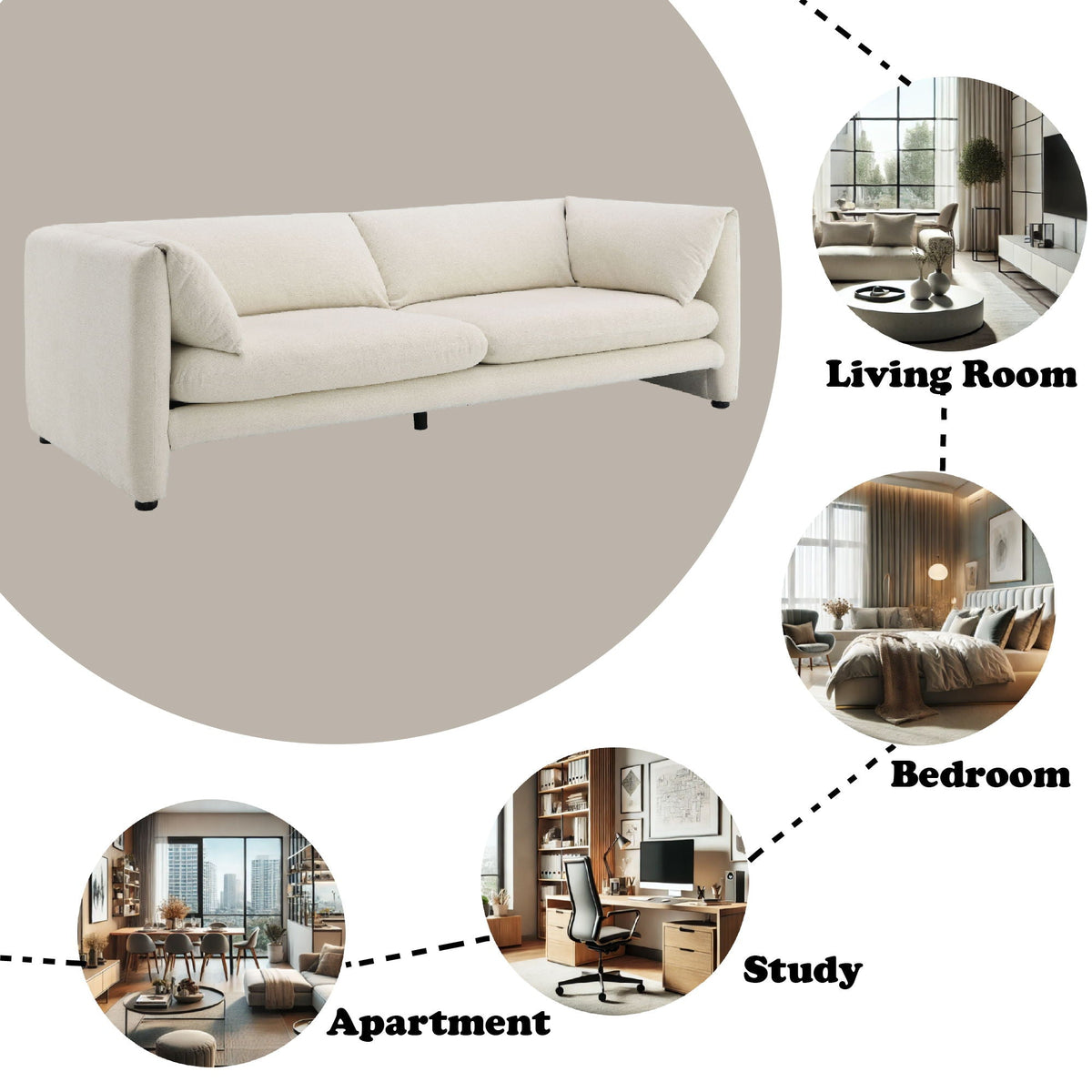 Jaeda Beige Bouclé Sofa