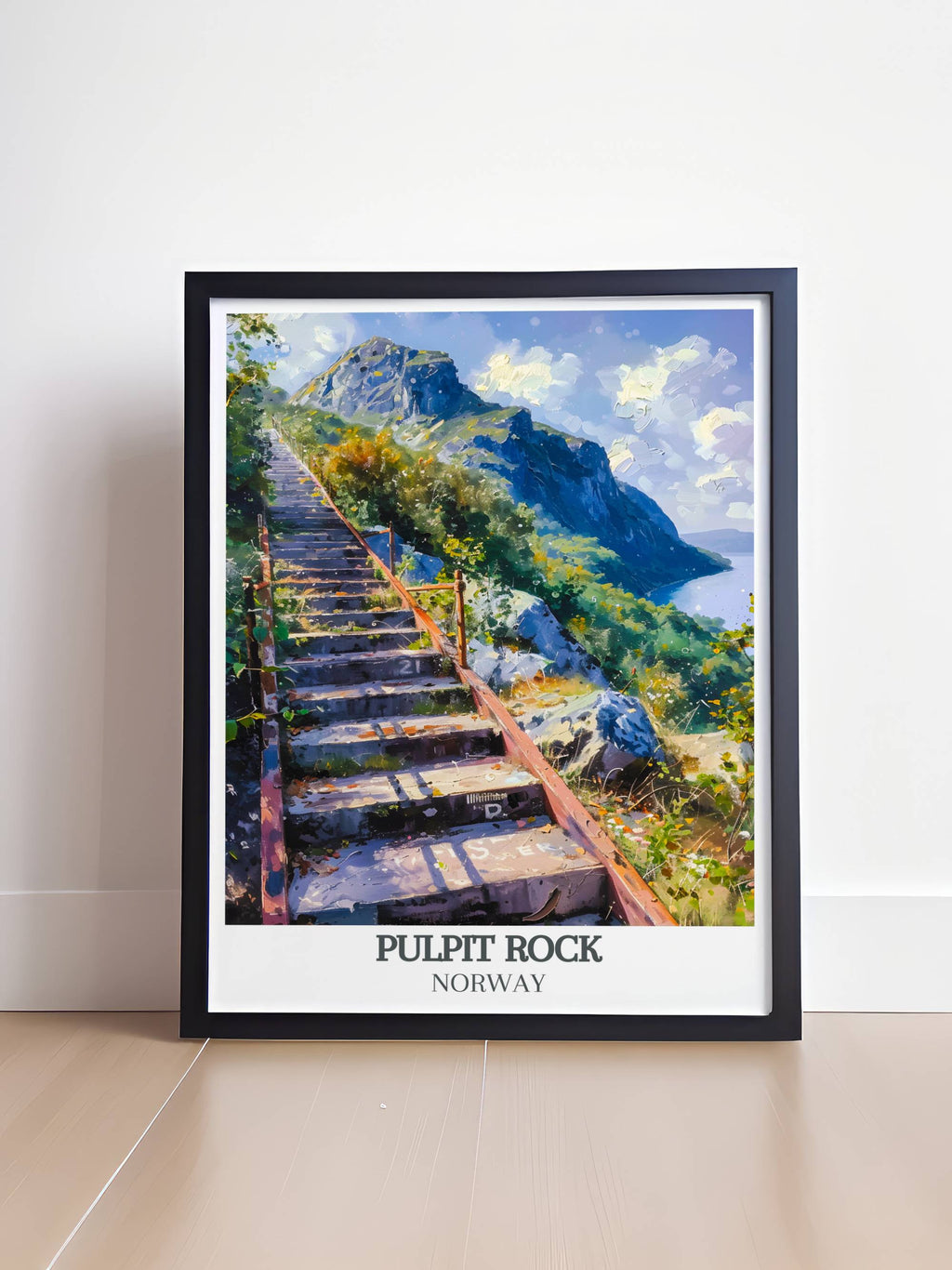 Pulpit Rock Posters - Flørlitrappene Vintage Framed Prints - Norway Living Room