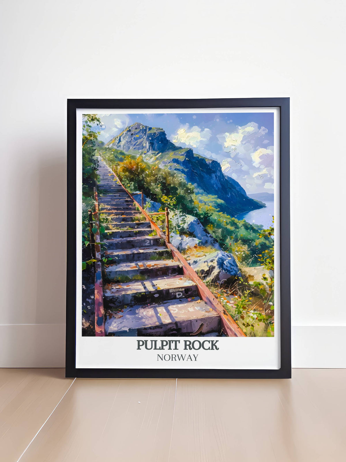 Pulpit Rock Posters - Flørlitrappene Vintage Framed Prints - Norway Living Room