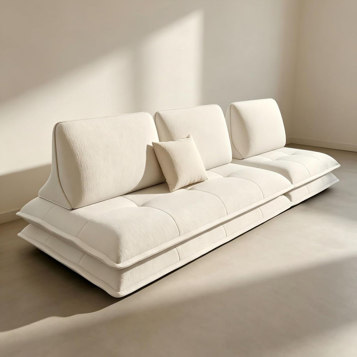 Beige Microfiber Sectional Daybed with Ottoman