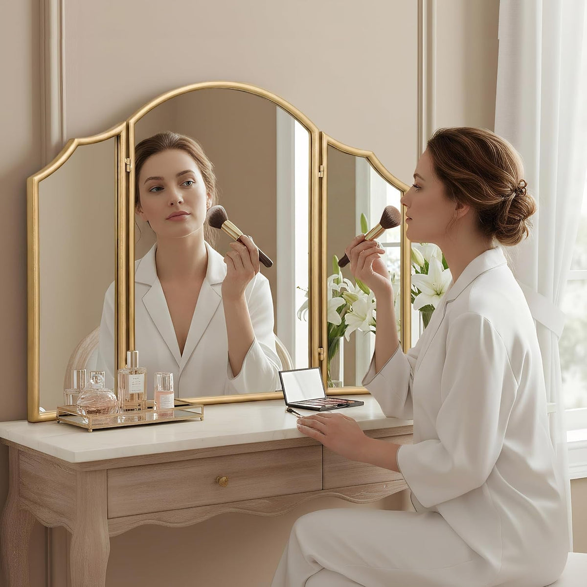 Gold Scalloped Vanity Wall Mirror