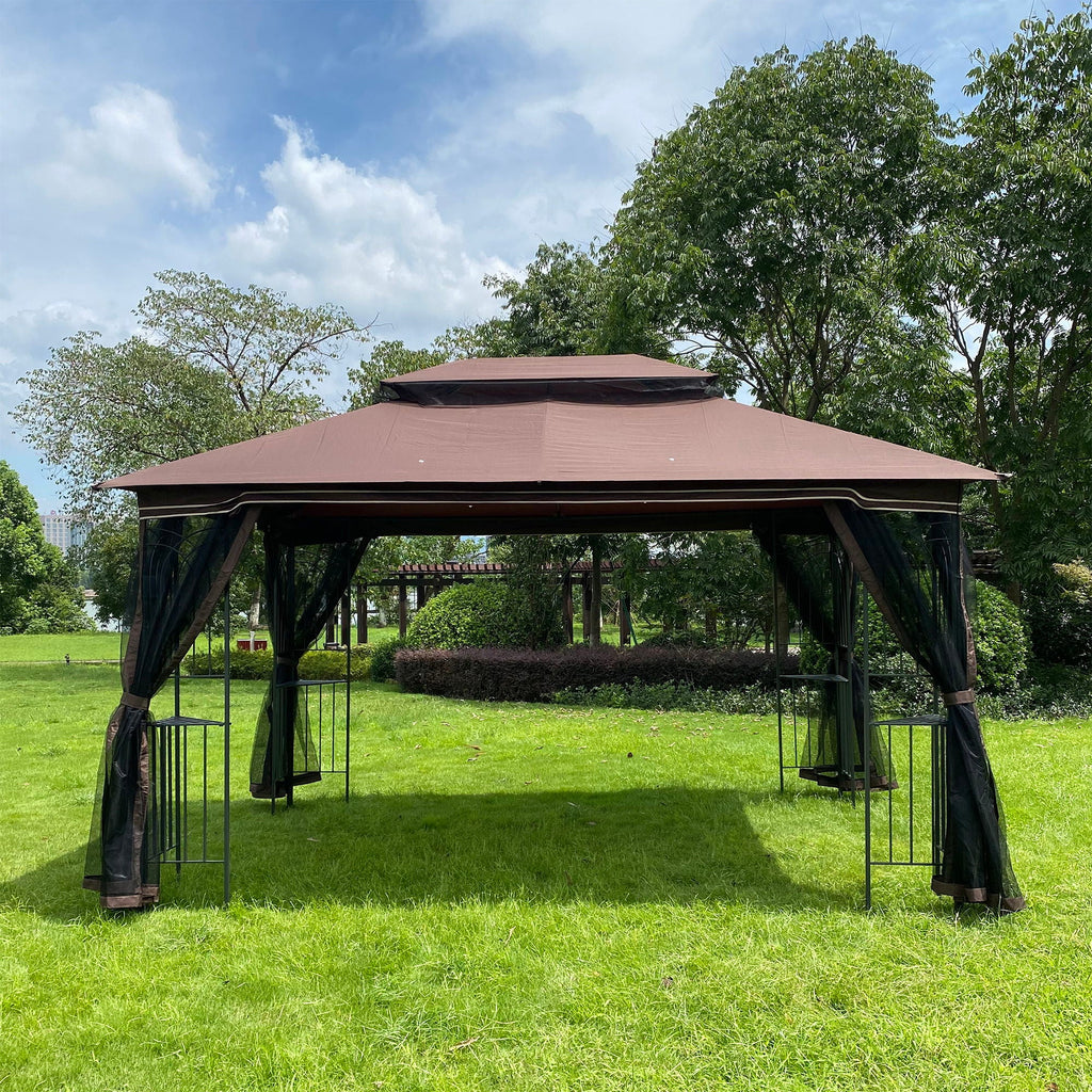 13 0 Outdoor Patio Gazebo Canopy Tent With Ventilated Double Roof And Mosquito Net