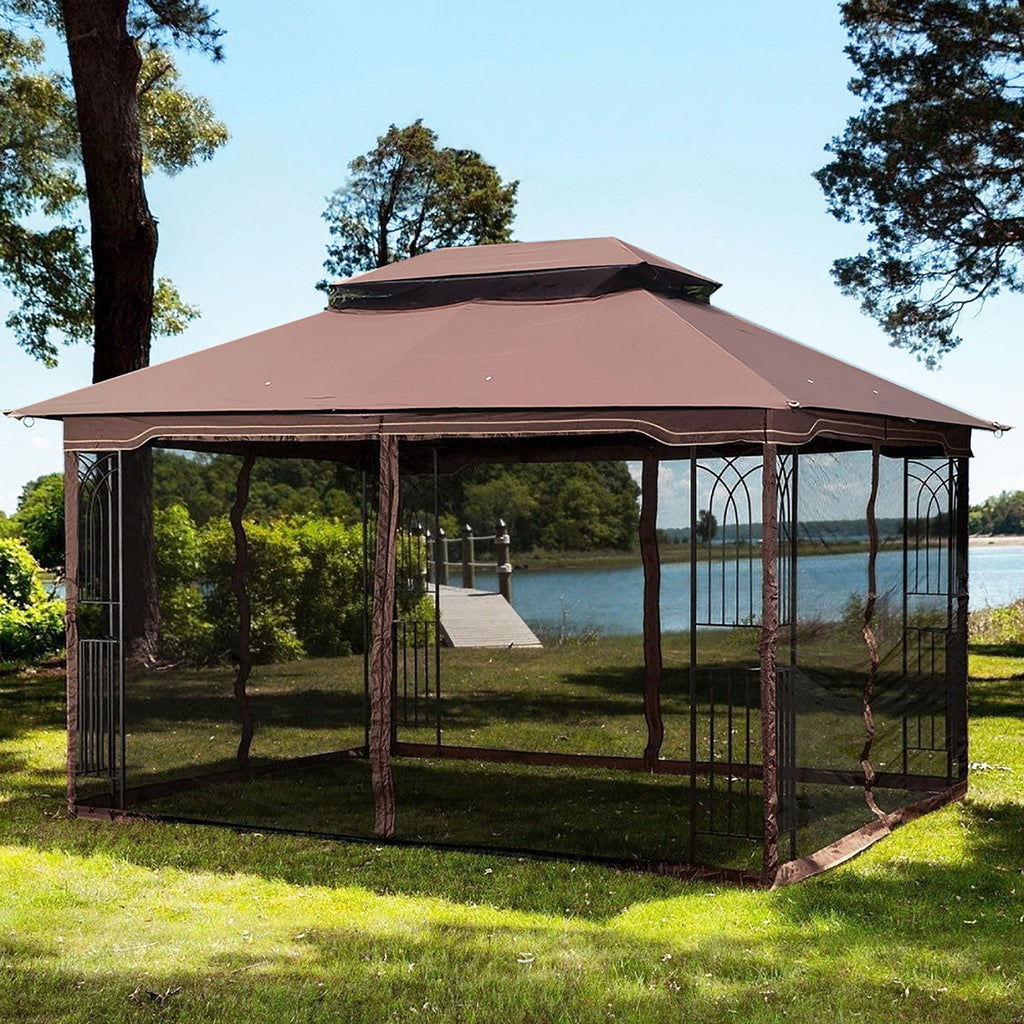 13 0 Outdoor Patio Gazebo Canopy Tent With Ventilated Double Roof And Mosquito Net