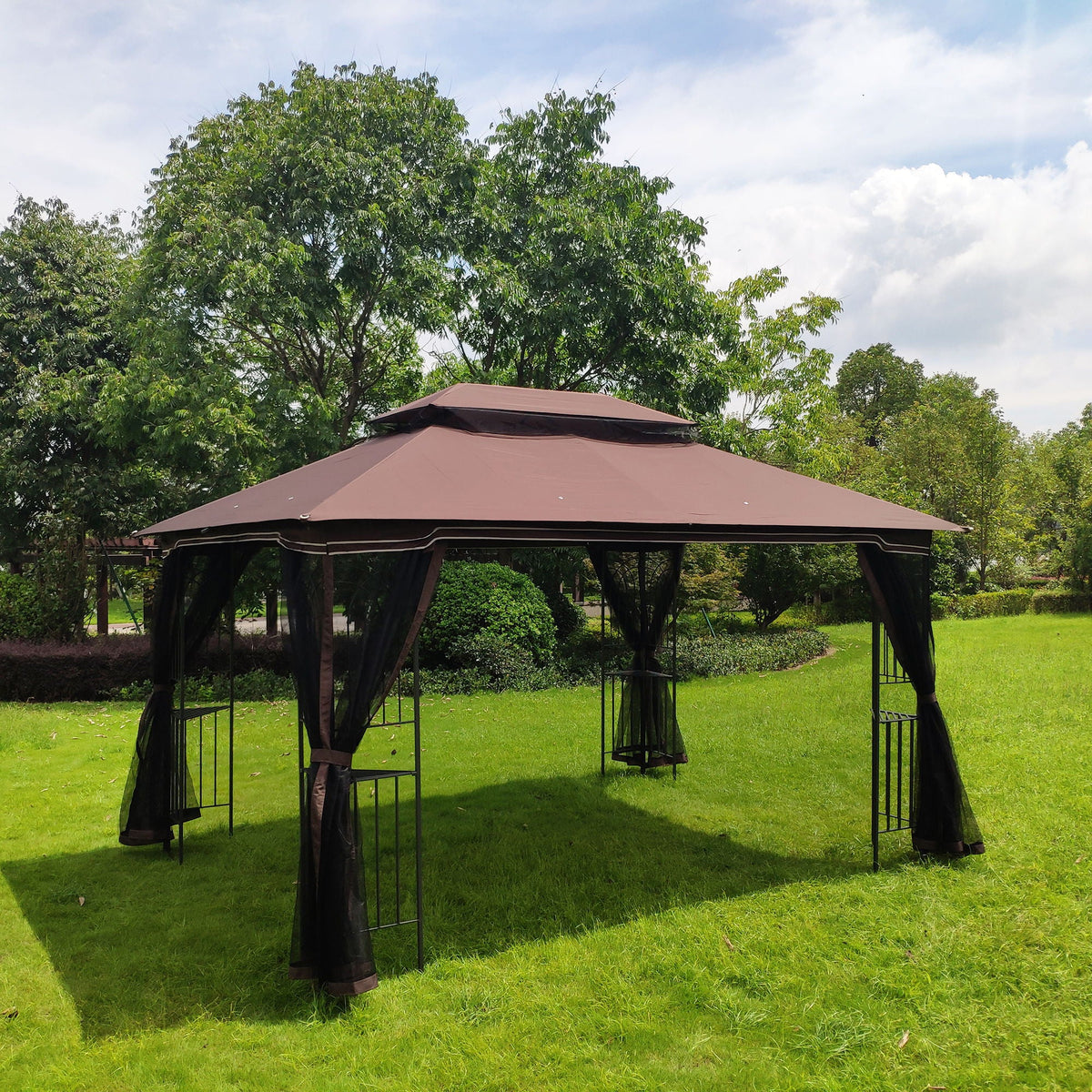 13 0 Outdoor Patio Gazebo Canopy Tent With Ventilated Double Roof And Mosquito Net