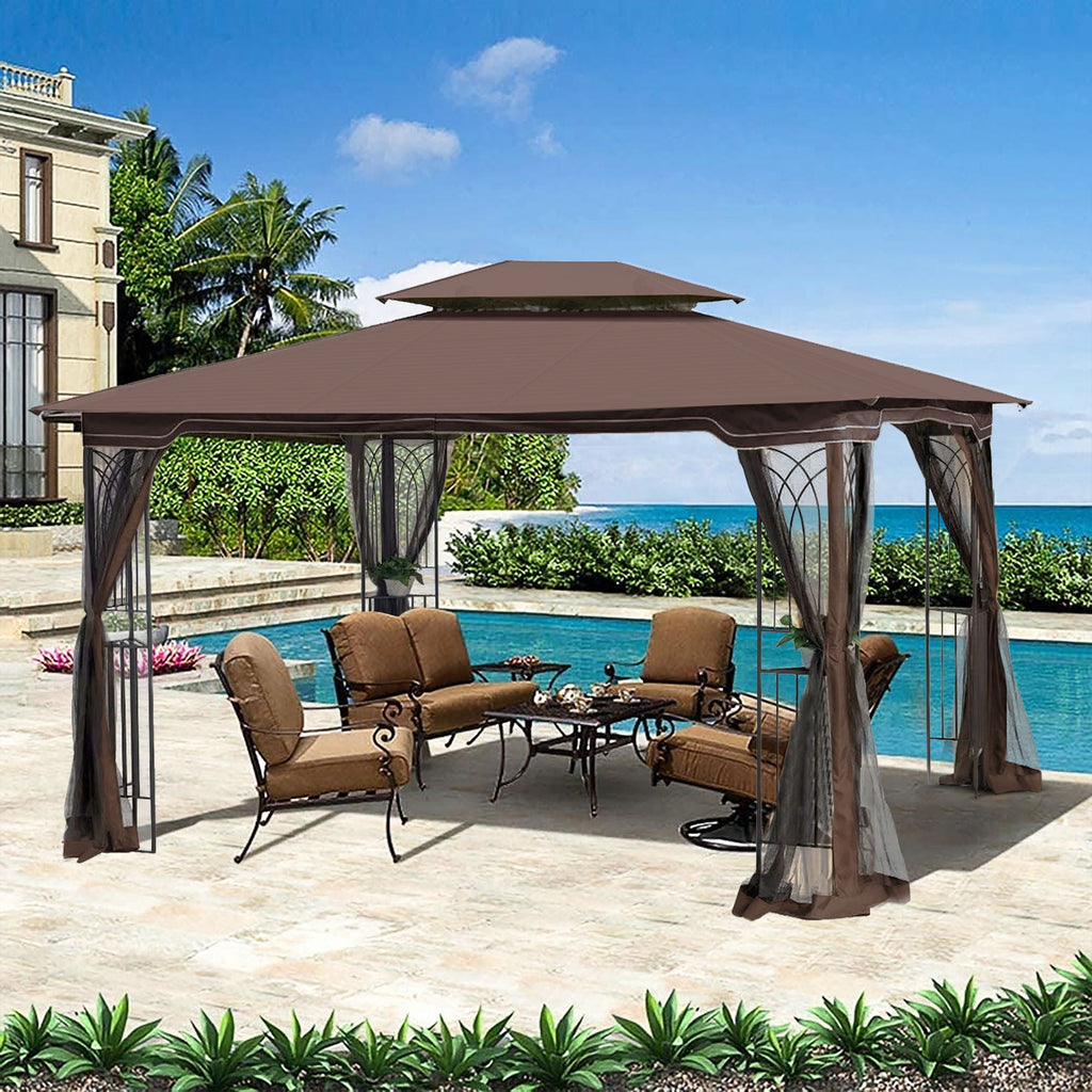 13 0 Outdoor Patio Gazebo Canopy Tent With Ventilated Double Roof And Mosquito Net